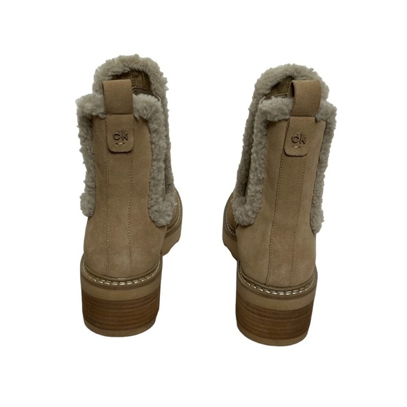 NWOT Calvin Klein Leather Faux Fur Anissa Chelsea Ankle Boots - Picture 7 of 15